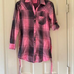 Nollie Pink and Black Checkered Button Down Shirt